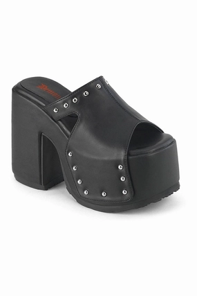 CAMEL-109 Black Vegan Leather Slides