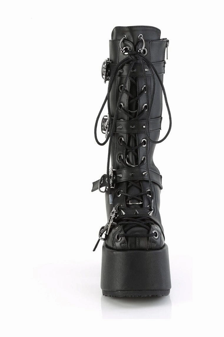 CAMEL-115 Black Vegan Leather Knee Boot