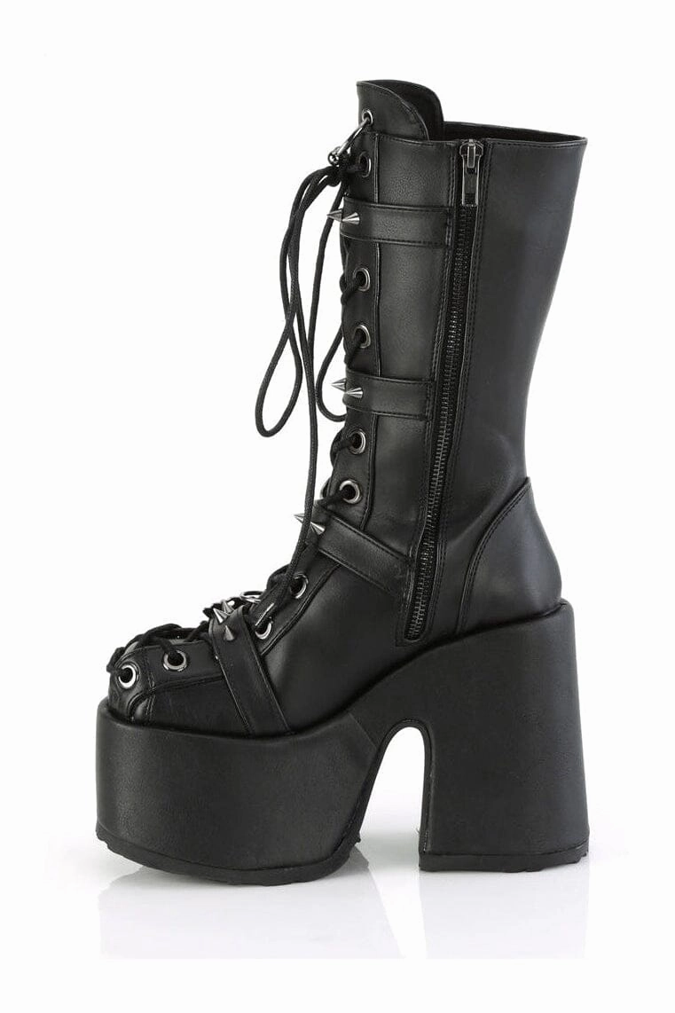 CAMEL-115 Black Vegan Leather Knee Boot