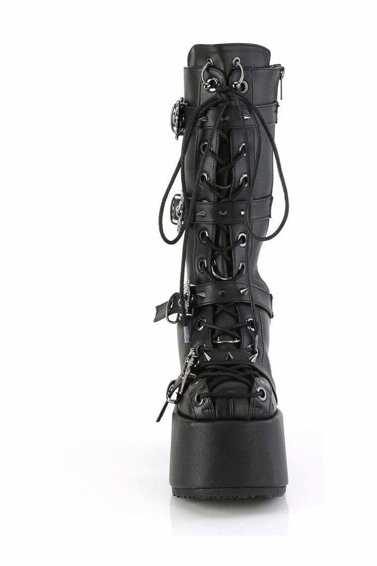 CAMEL-115 Black Vegan Leather Knee Boot
