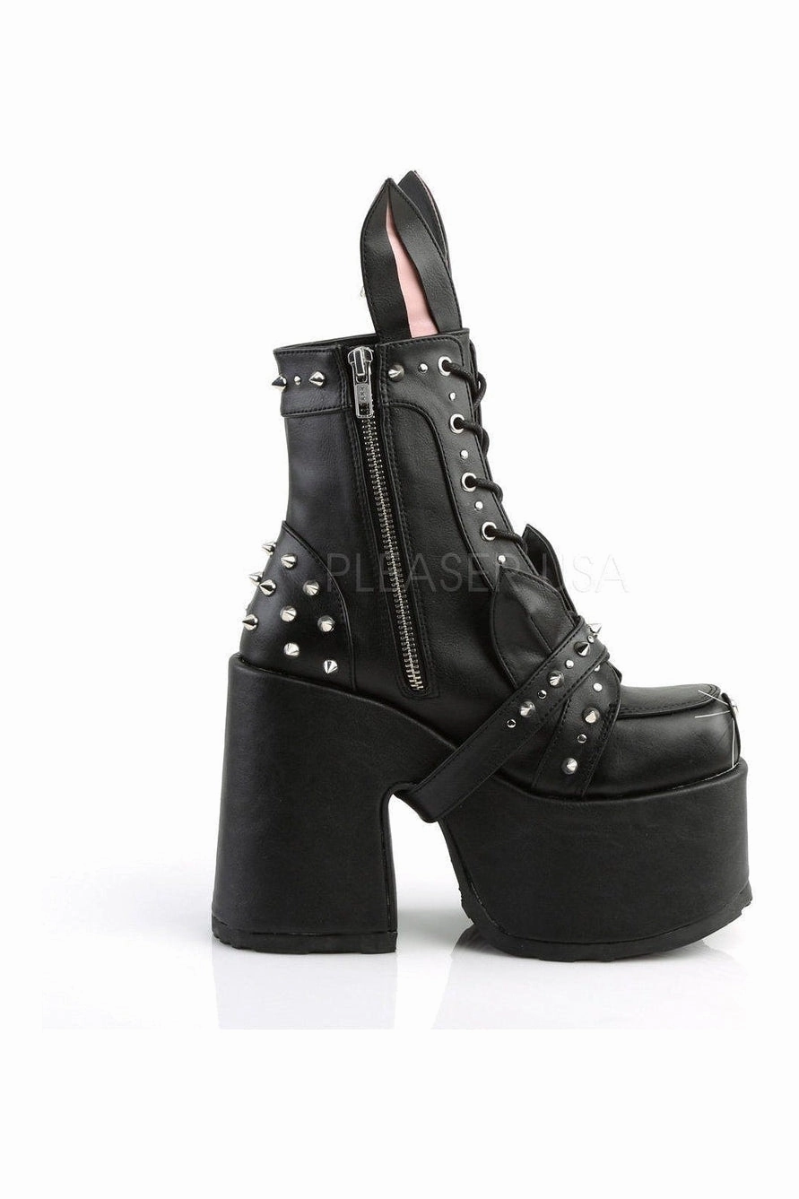 CAMEL-202 Demonia Ankle Boot | Black Faux Leather