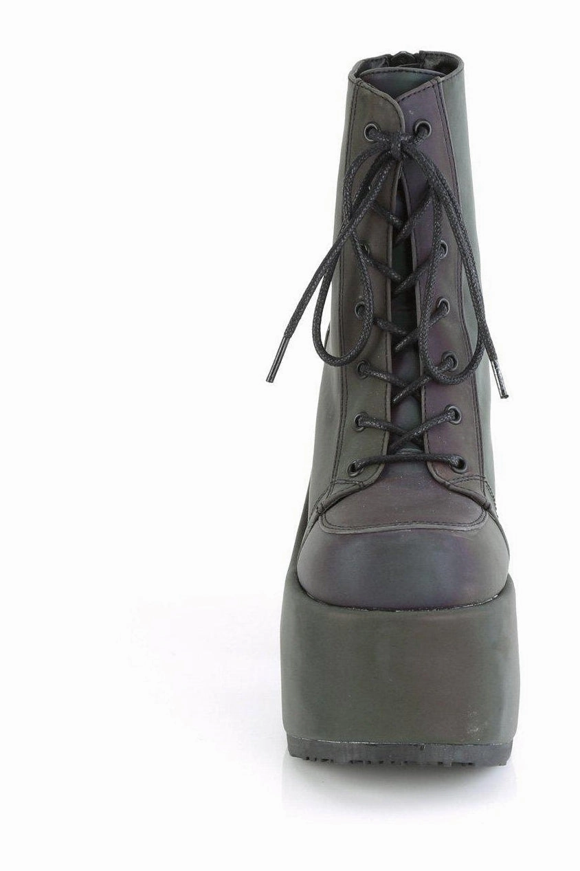 CAMEL-203 Ankle Boot | Green Faux Leather