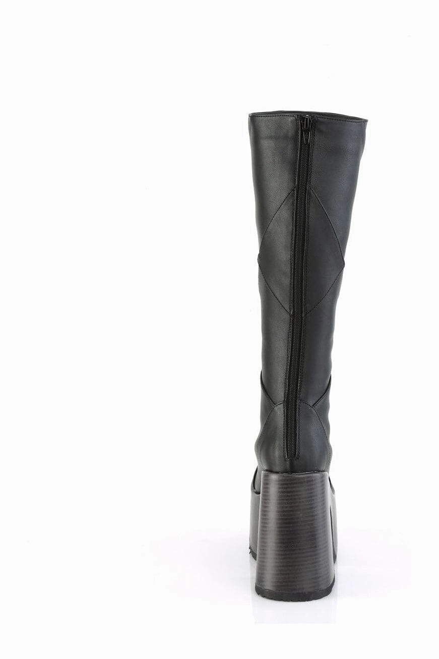 CAMEL-280 Black Vegan Leather Knee Boot
