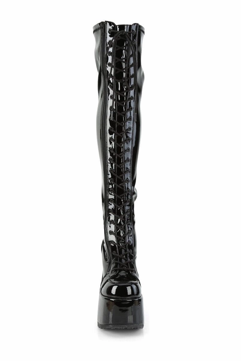 CAMEL-300 Black Patent Thigh Boot