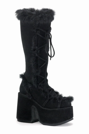 CAMEL-311 Black Vegan Leather Knee Boot