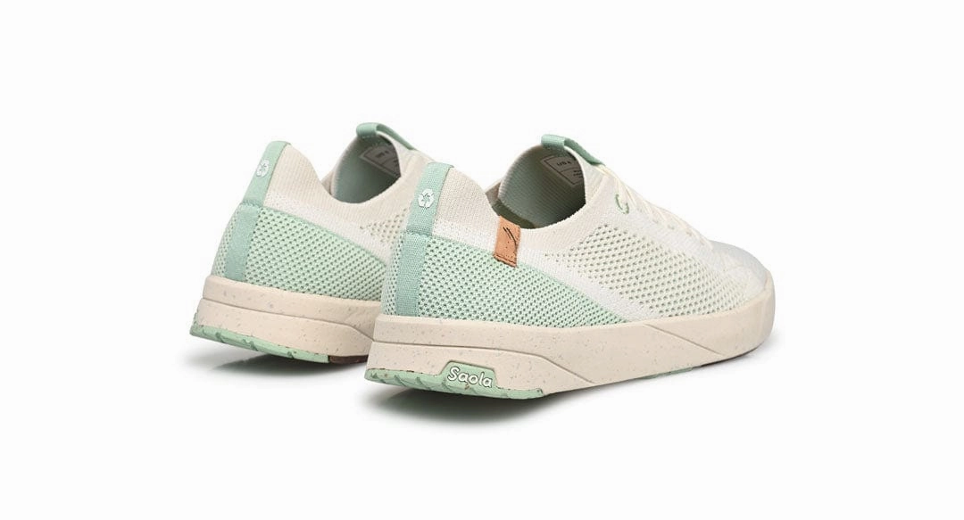 Cannon Knit 2.0 Women's Recycled PET Sneakers | White & Cameo Green