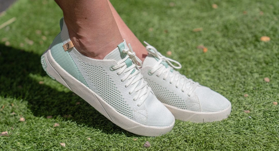 Cannon Knit 2.0 Women's Recycled PET Sneakers | White & Cameo Green