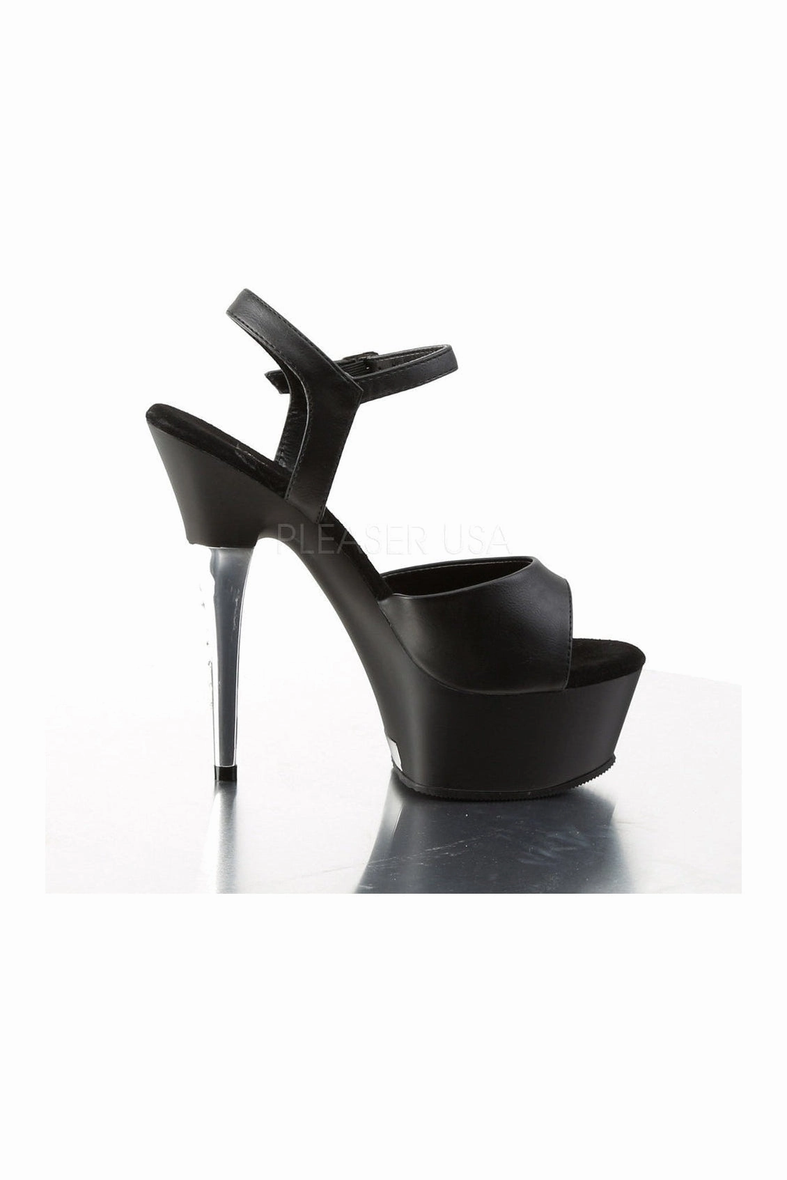 CAPTIVA-609 Platform Slide  | Black Faux Leather