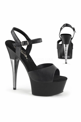 CAPTIVA-609 Platform Slide  | Black Faux Leather