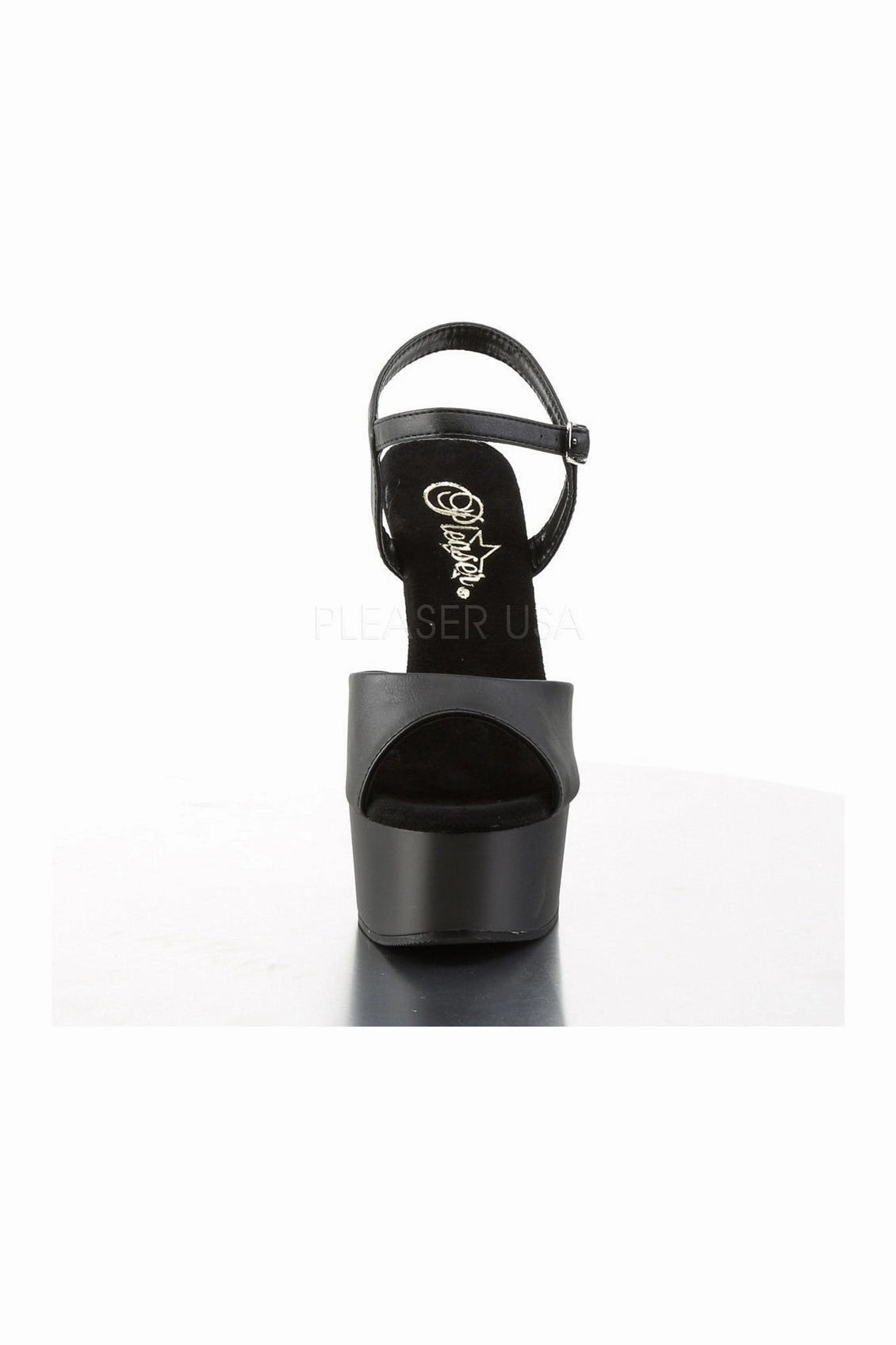 CAPTIVA-609 Platform Slide  | Black Faux Leather