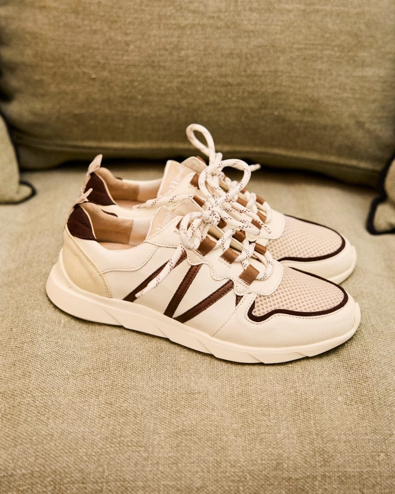 Chamois Recycled Vegan Leather Sneakers | Cappuccino