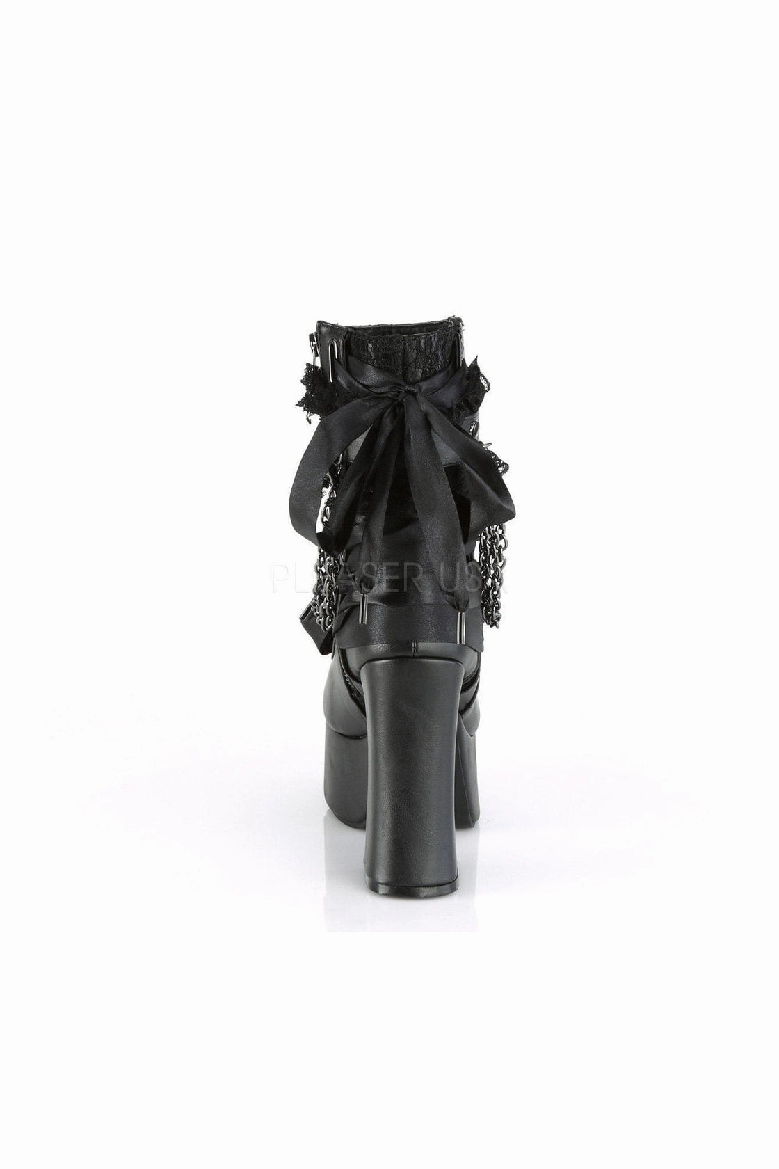 CHARADE-110 Demonia Ankle Boot | Black Faux Leather