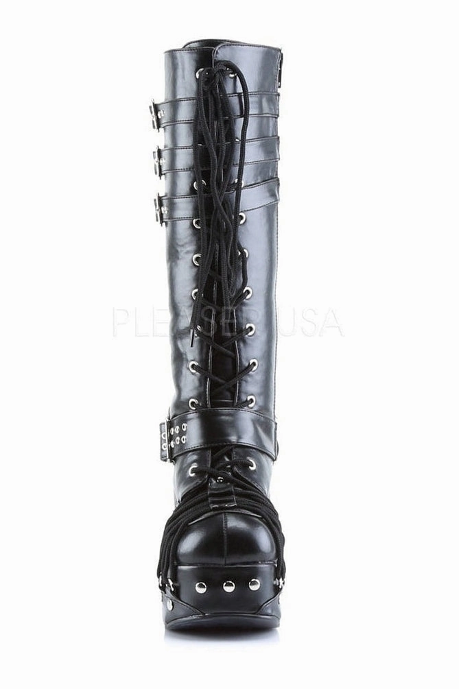 CHARADE-206 Knee Boot | Black Faux Leather