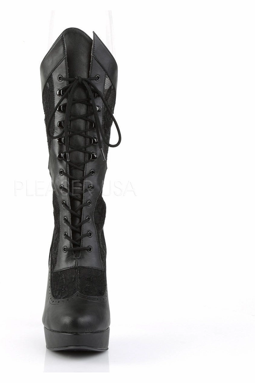CHLOE-115 Knee Boot  | Black Faux Leather