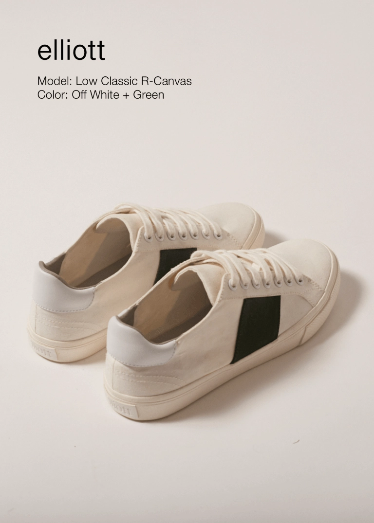 Climate Positive Recycled Canvas Sneakers | White/Green