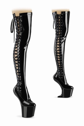 CRAZE-3050 Black Patent Thigh Boot