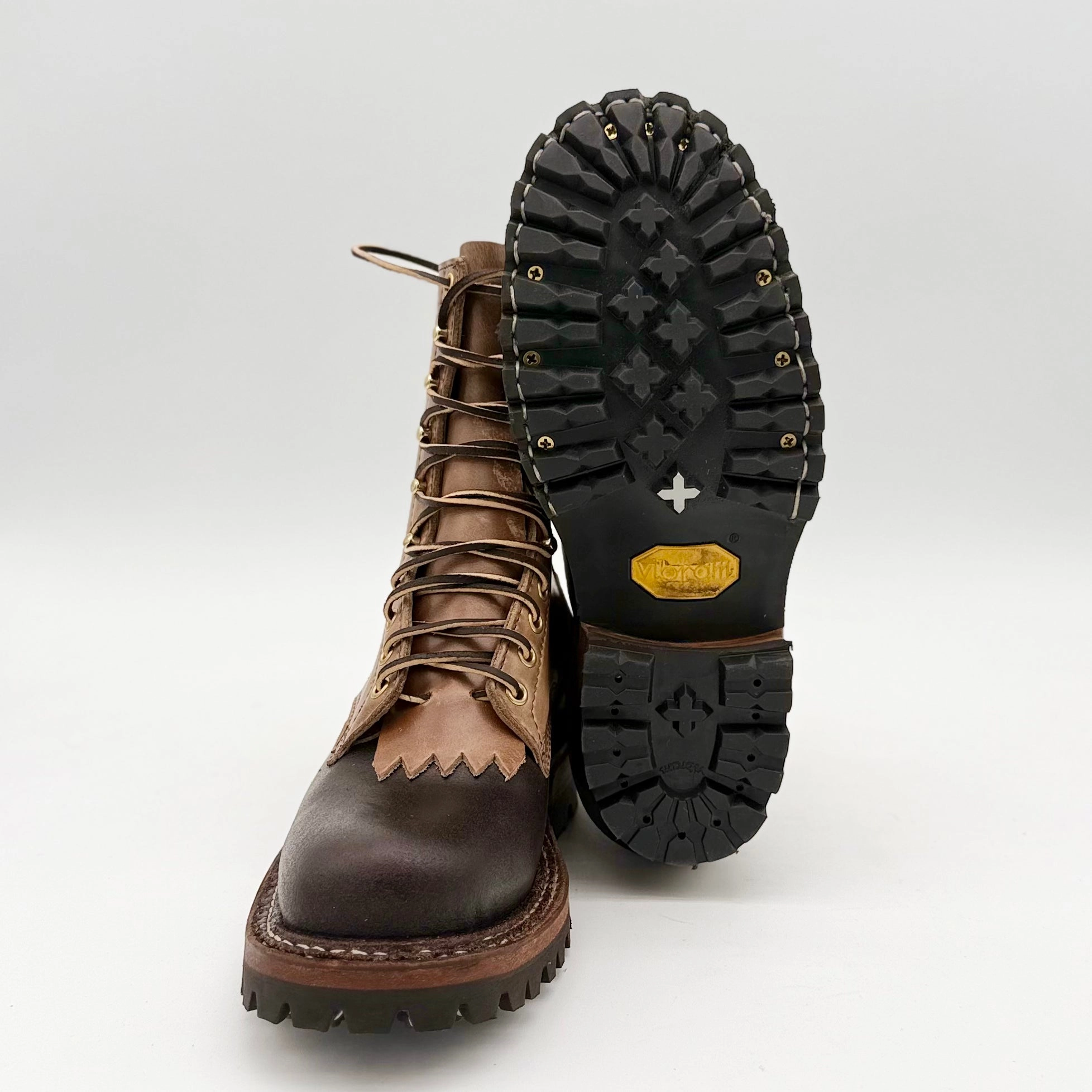 Custom Dark Brown Waxed Flesh and Natural Chrome Excel Smokejumper Size 8.5E