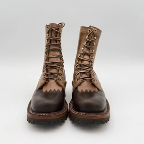 Custom Dark Brown Waxed Flesh and Natural Chrome Excel Smokejumper Size 8.5E