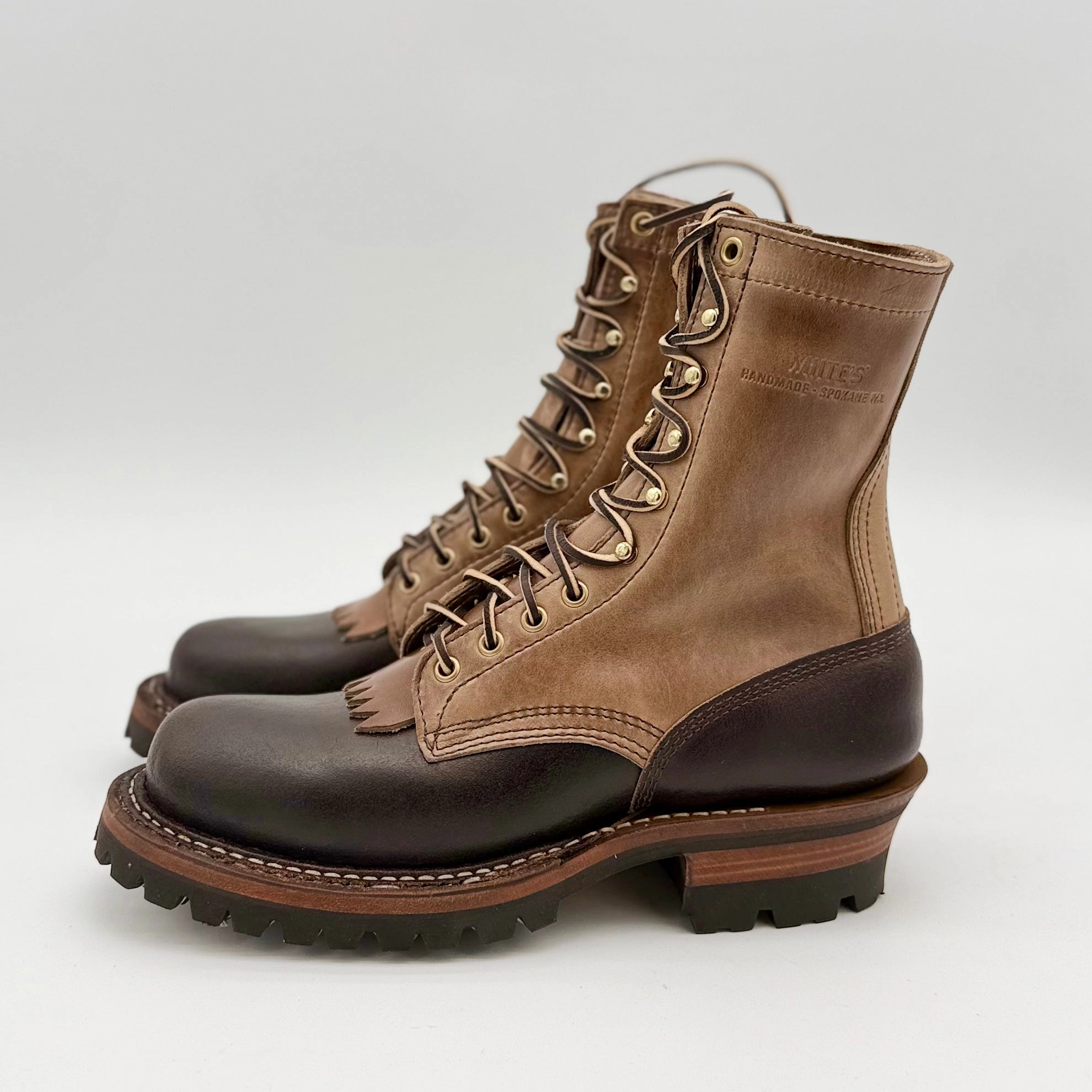 Custom Dark Brown Waxed Flesh and Natural Chrome Excel Smokejumper Size 8.5E