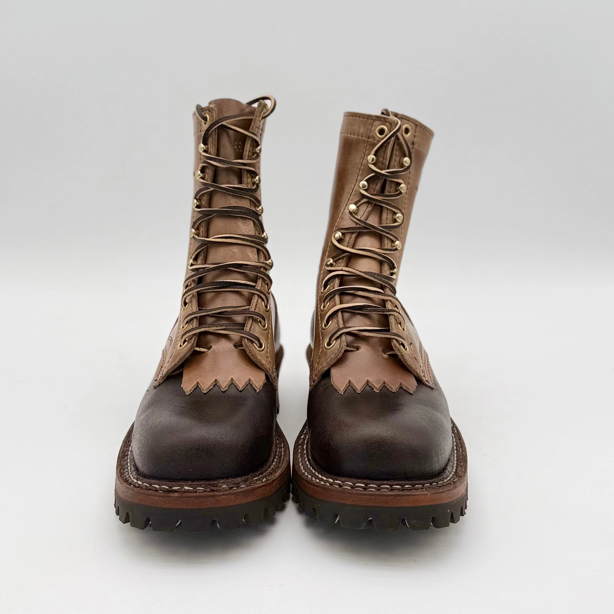 Custom Dark Brown Waxed Flesh and Natural Chrome Excel Smokejumper Size 8.5E