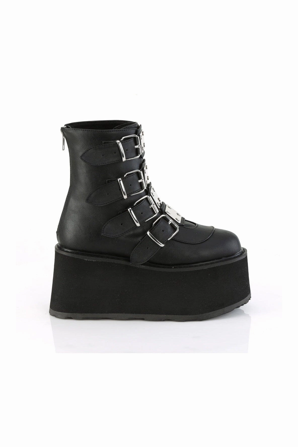 DAMNED-105 Black Vegan Leather Ankle Boot