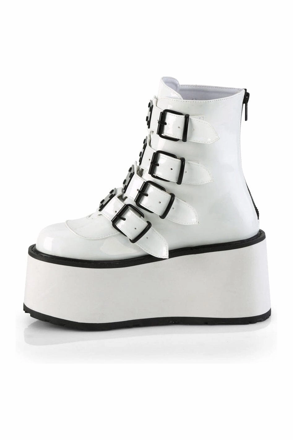 DAMNED-105 White Hologram Patent Ankle Boot