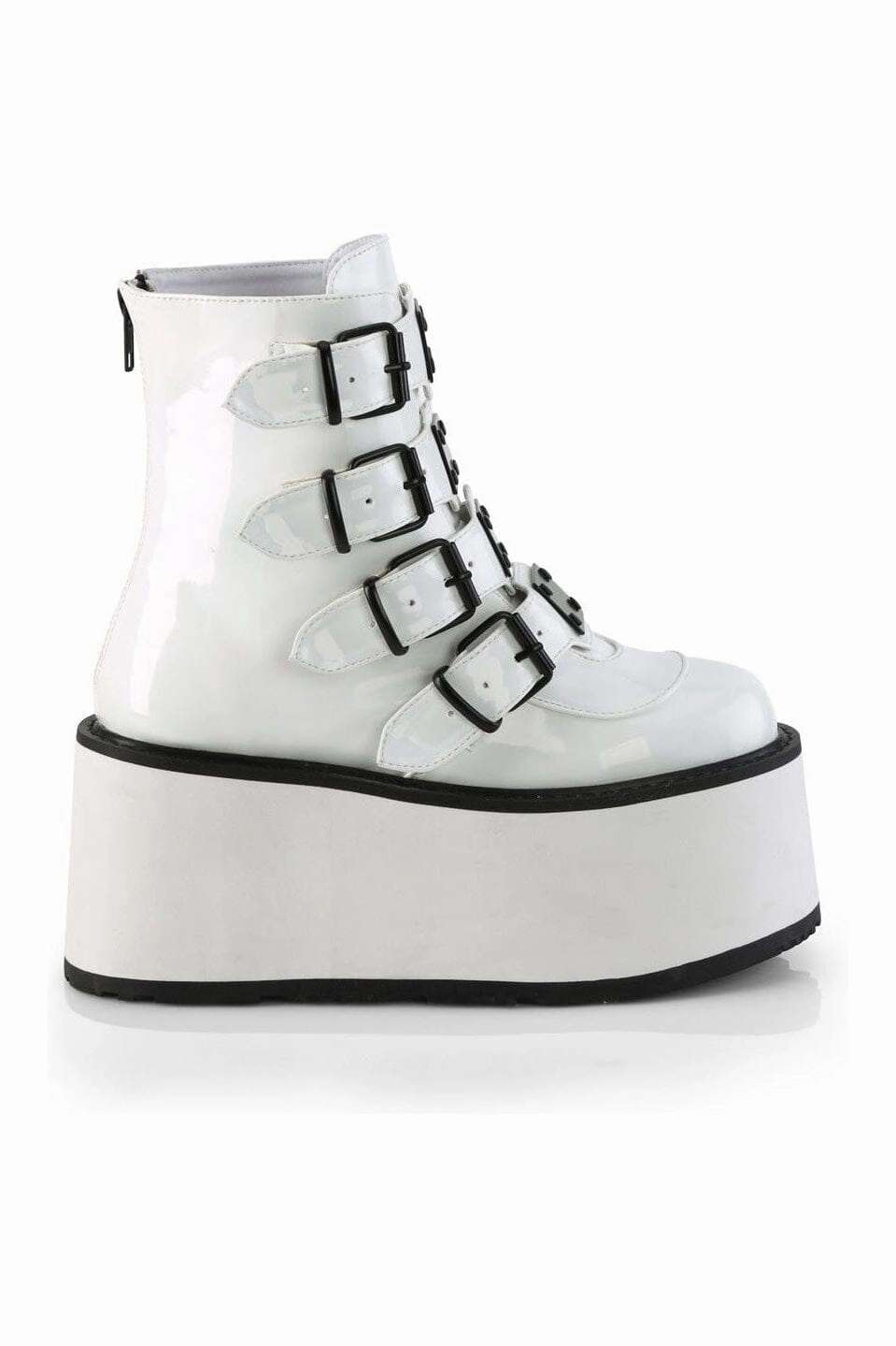 DAMNED-105 White Hologram Patent Ankle Boot