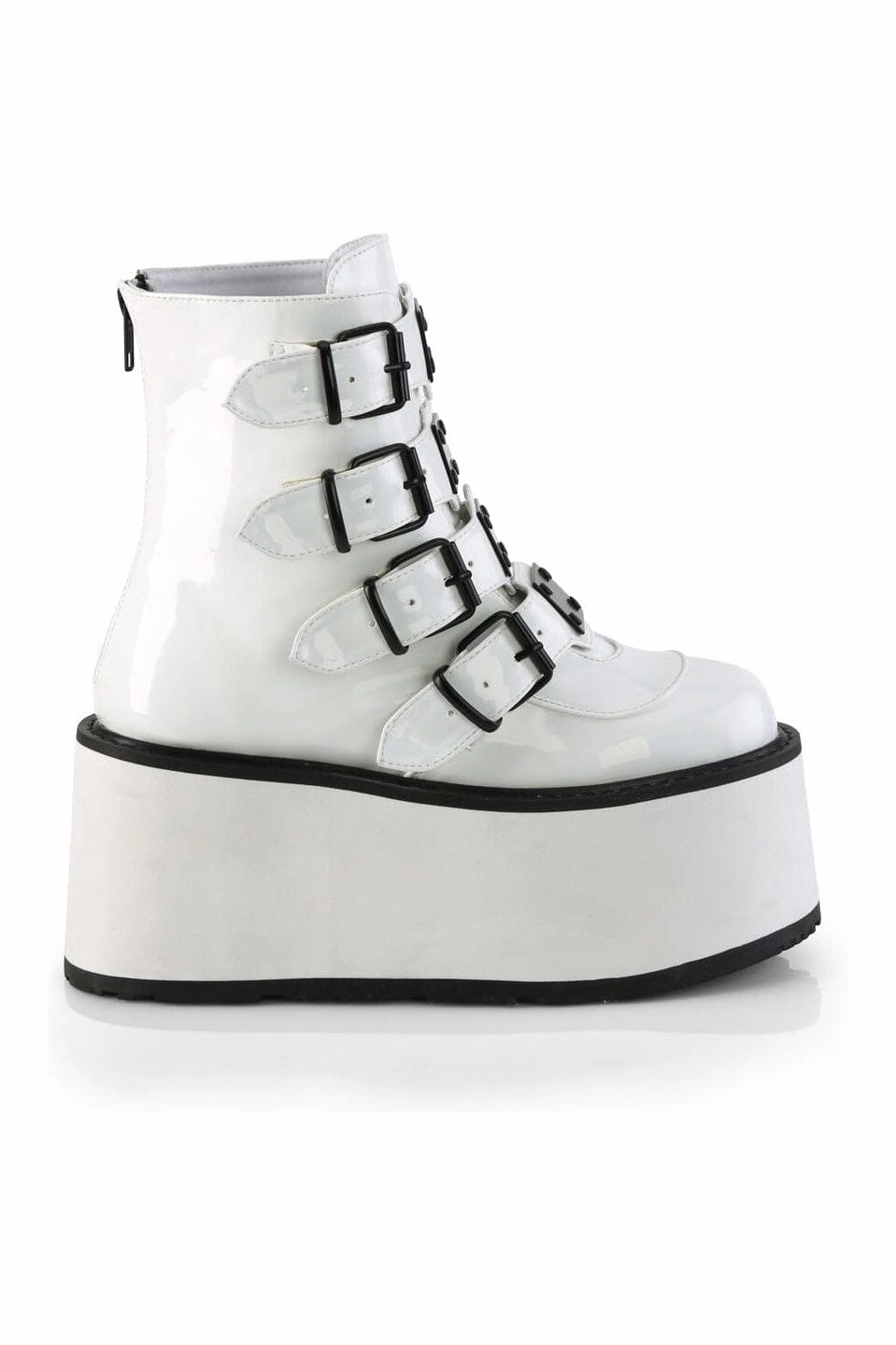 DAMNED-105 White Hologram Patent Ankle Boot