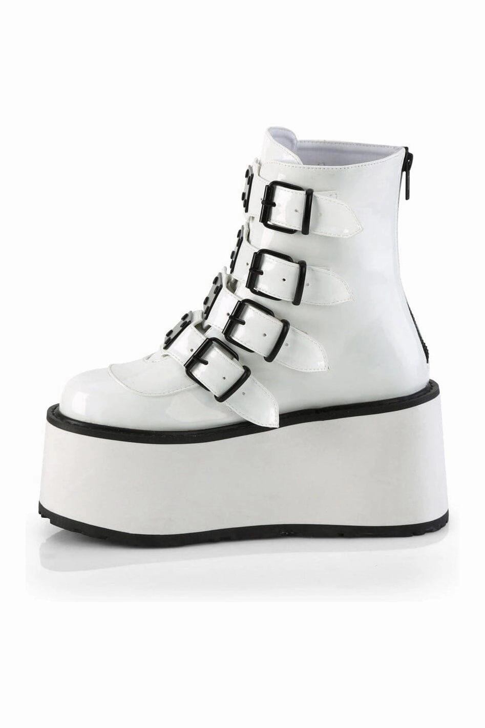 DAMNED-105 White Hologram Patent Ankle Boot