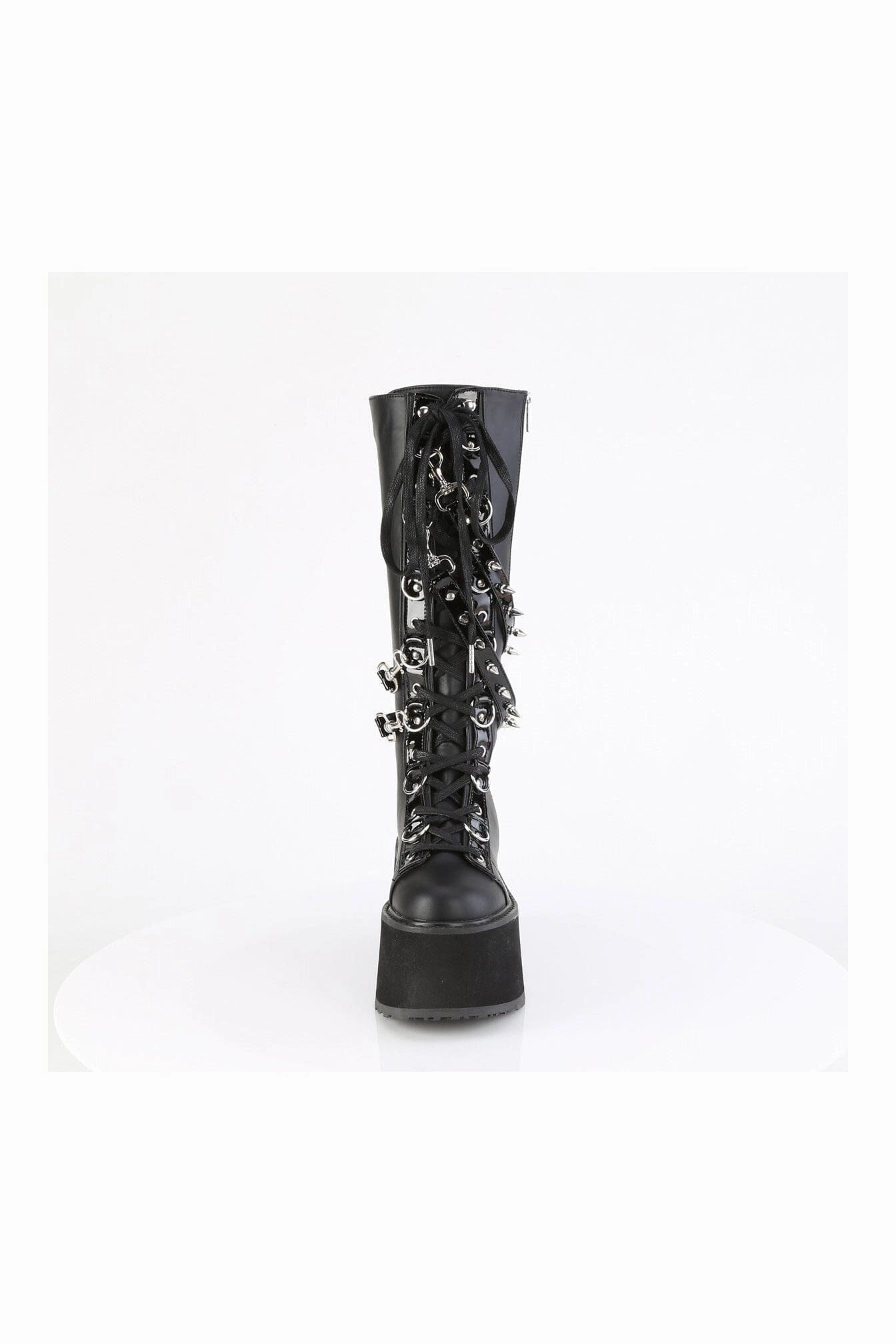 DAMNED-220 Black Vegan Leather Knee Boot