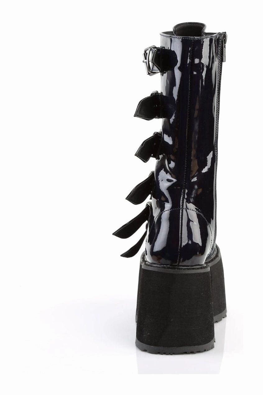 DAMNED-225 Black Hologram Patent Knee Boot