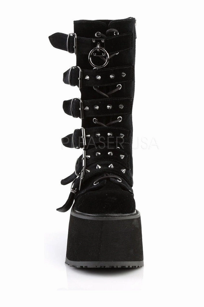 DAMNED-225 Demonia Knee Boot | Black Velvet