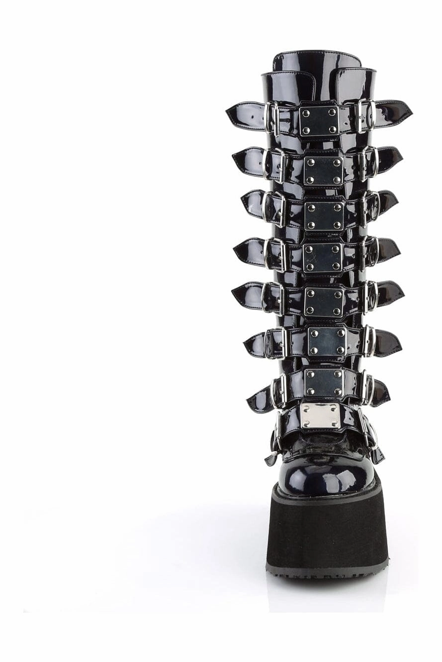 DAMNED-318 Black Hologram Patent Knee Boot