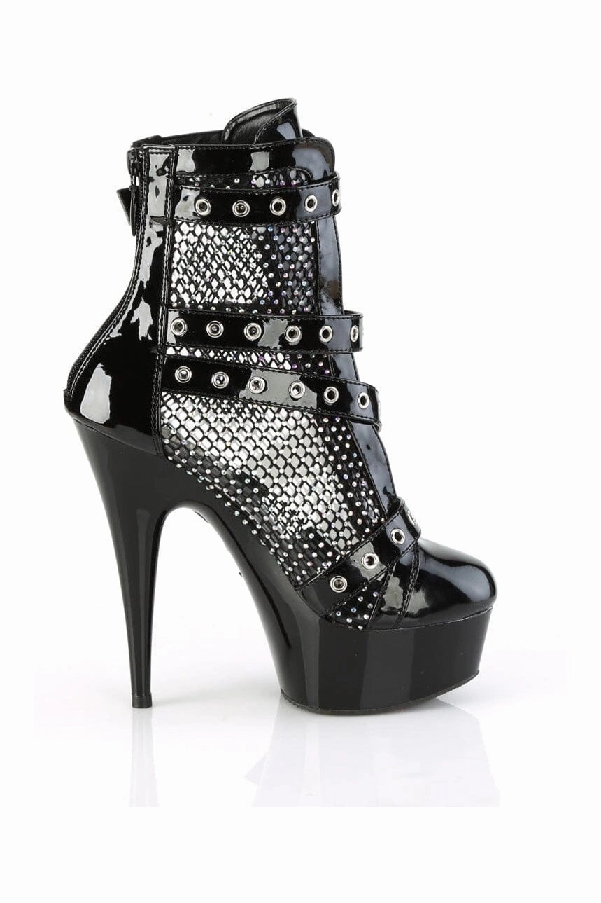 DELIGHT-1013RM Black Patent Ankle Boot