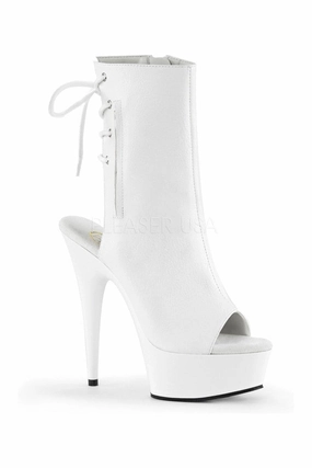 DELIGHT-1018 Platform Boot  | White Faux Leather