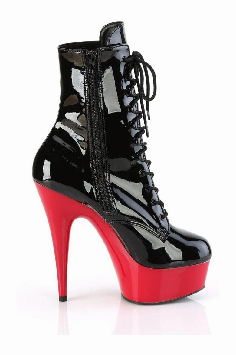 DELIGHT-1020 Black Patent Ankle Boot