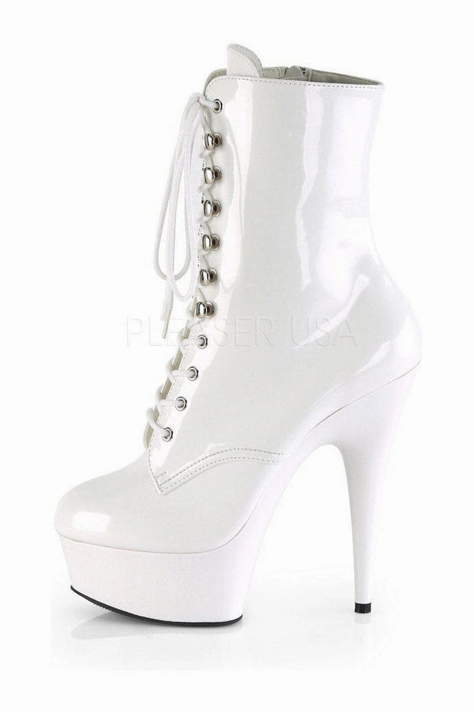 DELIGHT-1020 Platform Ankle Boot | White Patent