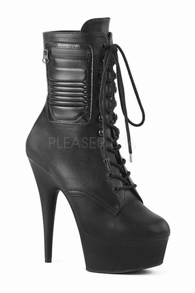DELIGHT-1020PK Platform Ankle Boot | Black Faux Leather