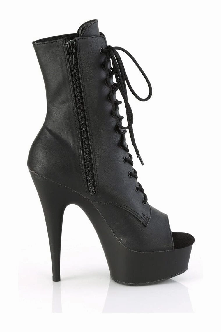 DELIGHT-1021 Black Faux Leather Ankle Boot