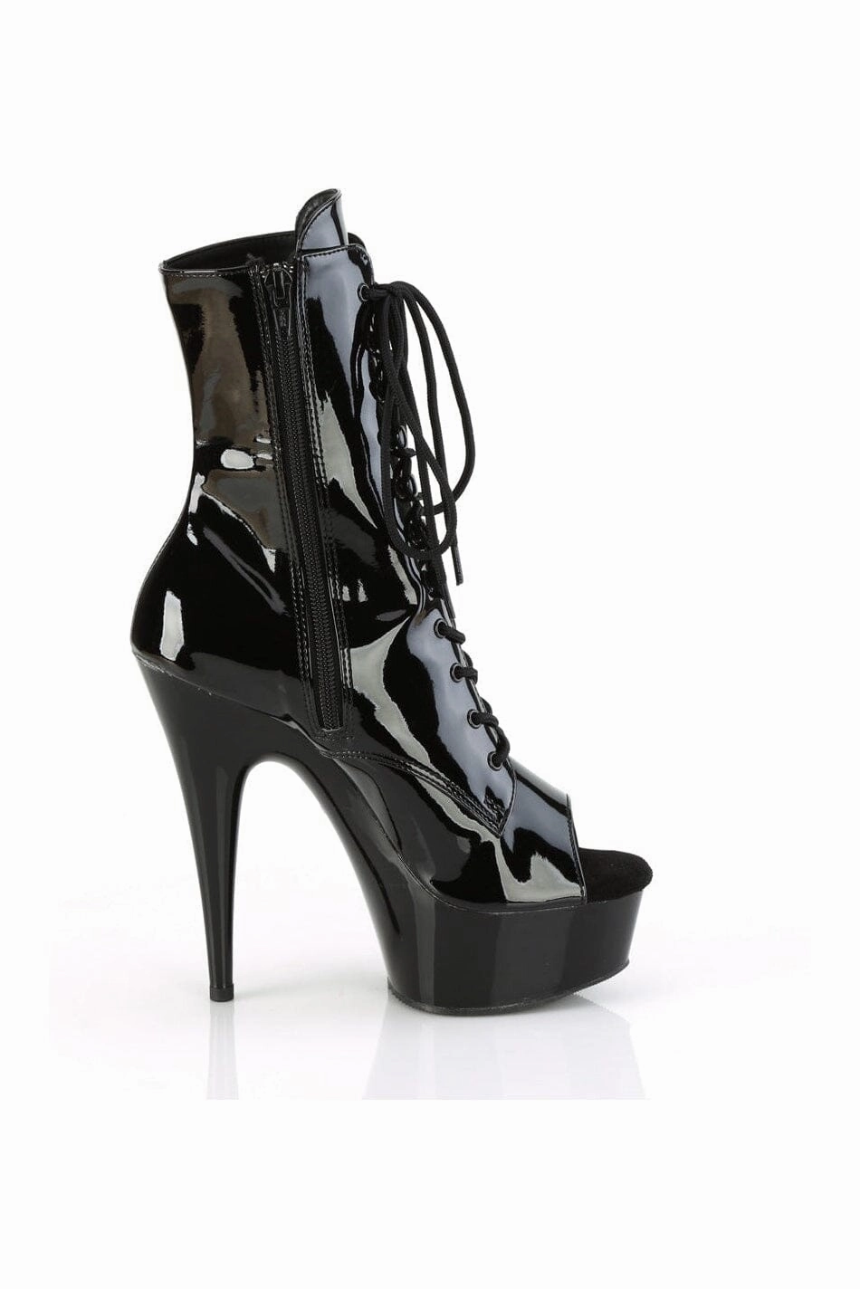 DELIGHT-1021 Black Patent Ankle Boot