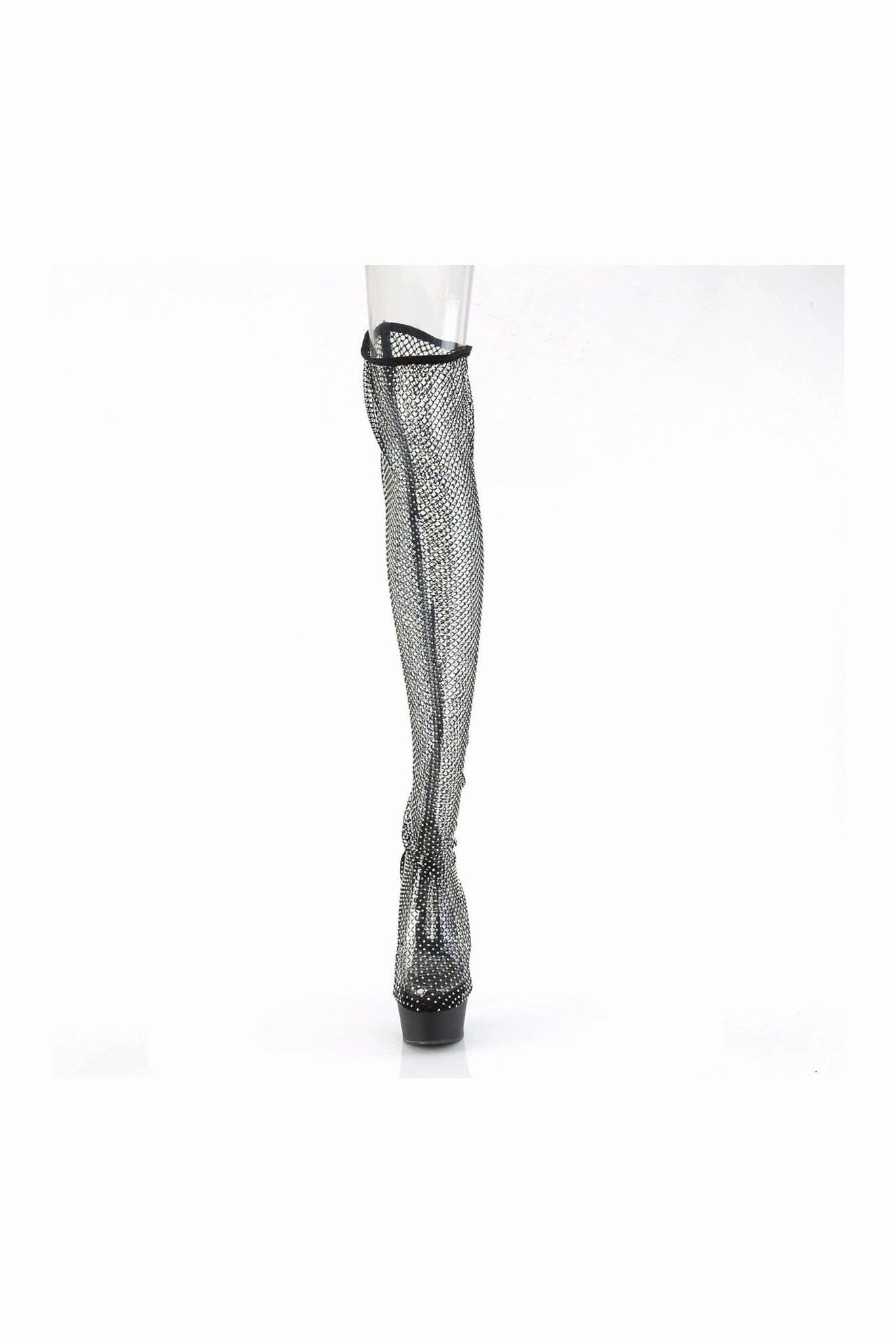 DELIGHT-3009 Black Faux Suede Thigh Boot
