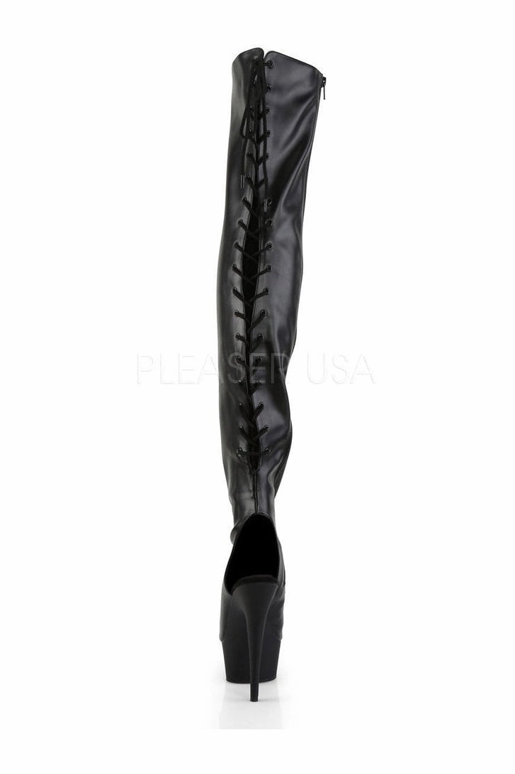 DELIGHT-3017 Platform Boot  | Black Faux Leather