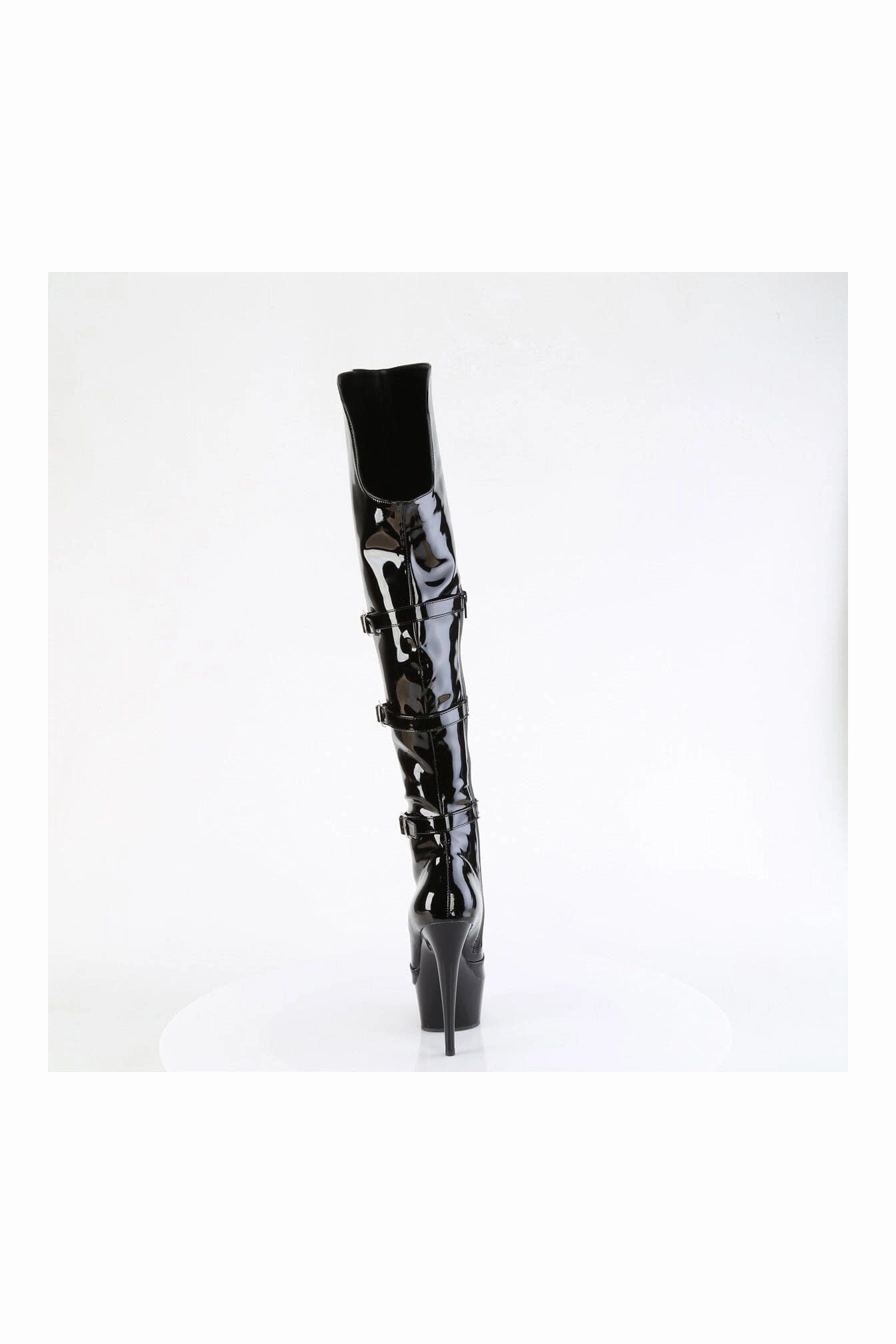 DELIGHT-3018 Black Patent Thigh Boot