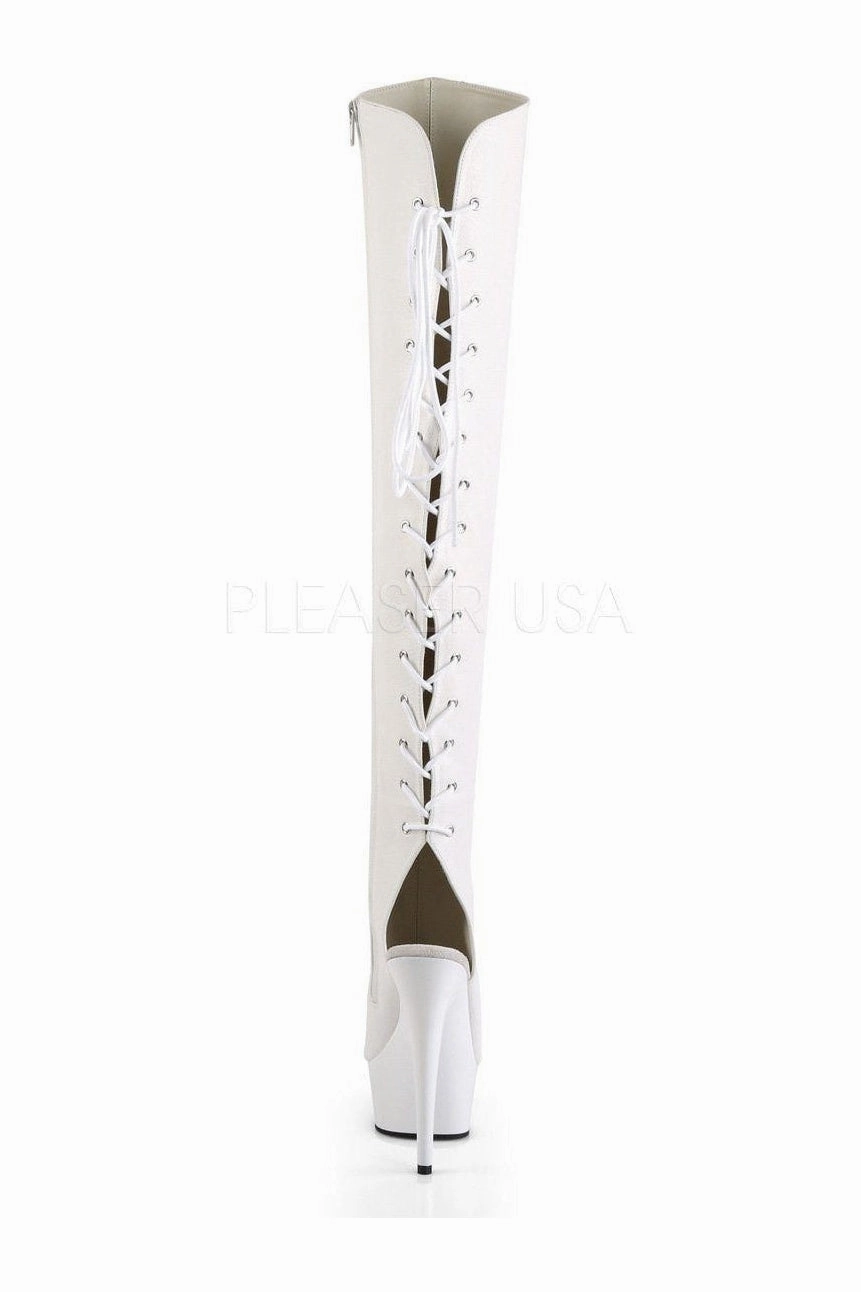 DELIGHT-3019 Platform Boot  | White Faux Leather