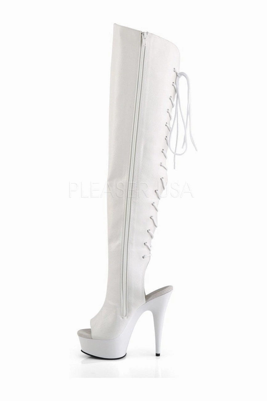 DELIGHT-3019 Platform Boot  | White Faux Leather