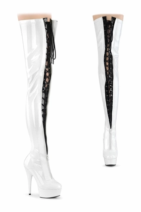 DELIGHT-3027 Thigh Boot | White Patent