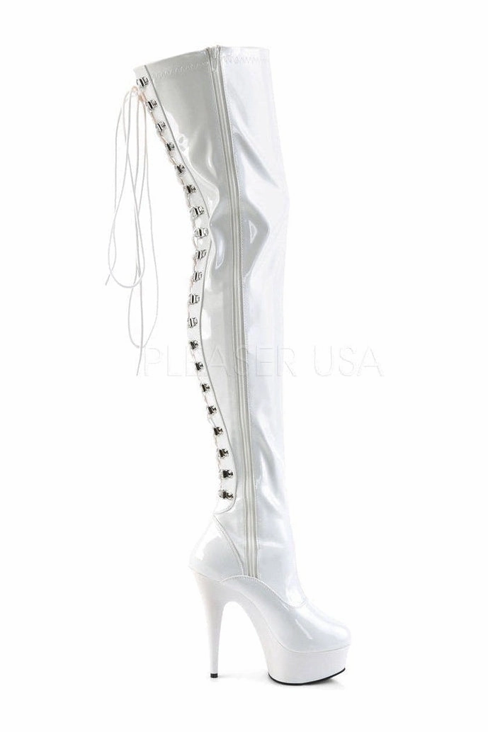 DELIGHT-3063 Platform Boot  | White Patent