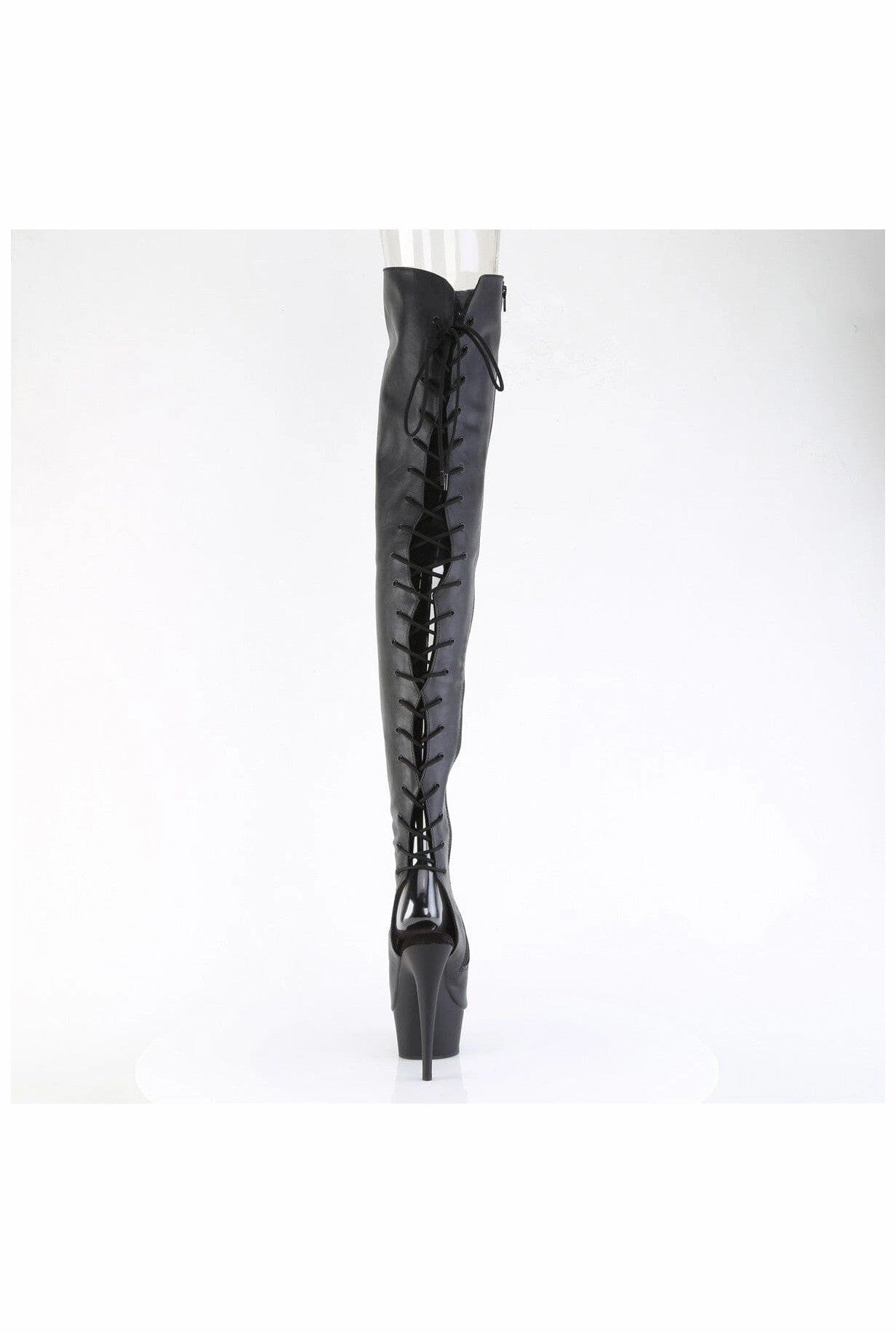 DELIGHT-4019 Black Faux Leather Thigh Boot