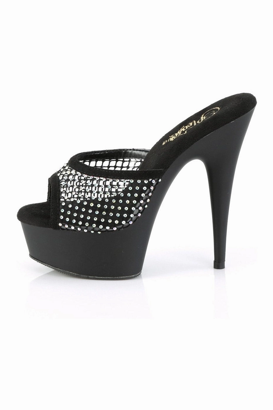 DELIGHT-601-6RM Slide | Black Faux Suede