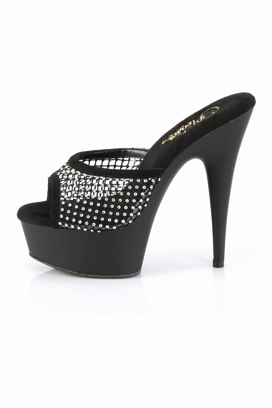 DELIGHT-601-6RM Slide | Black Faux Suede
